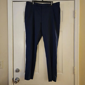 Claiborne Mens Flat Front Wool Blend Navy Blue Dress Pants. 38x22